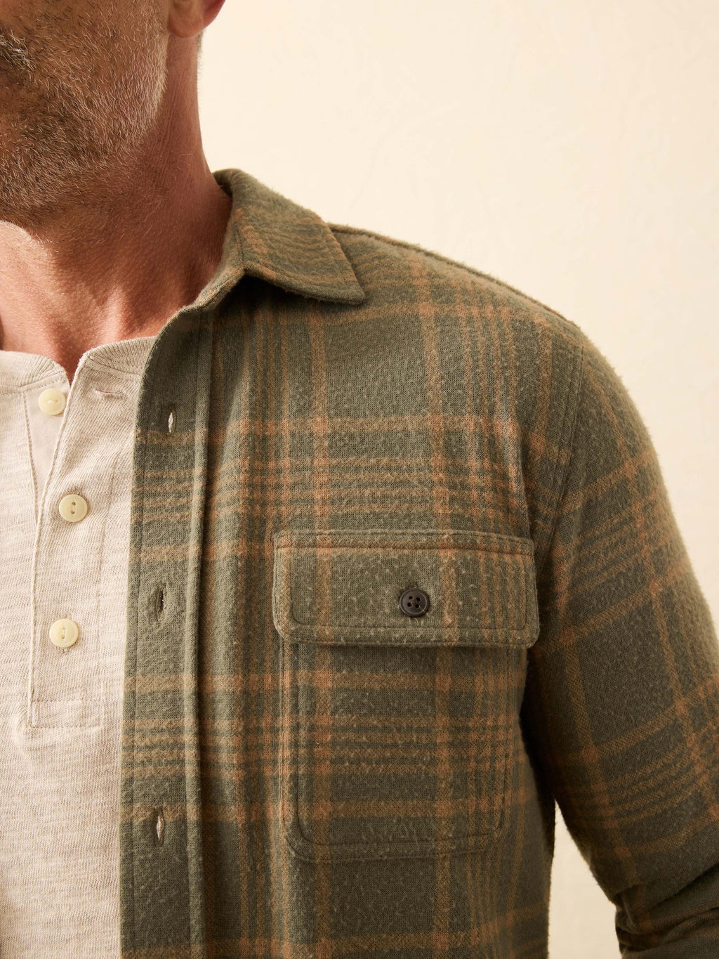 LegendTM Sweater Shirt - Woodland Olive Plaid