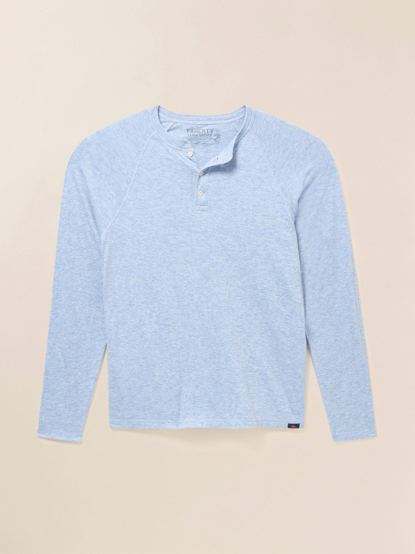 Long-Sleeve Cloud Henley - Light Blue Heather