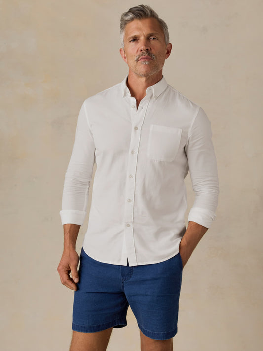 Long-Sleeve Weightless Cotton Shirt - Pure White
