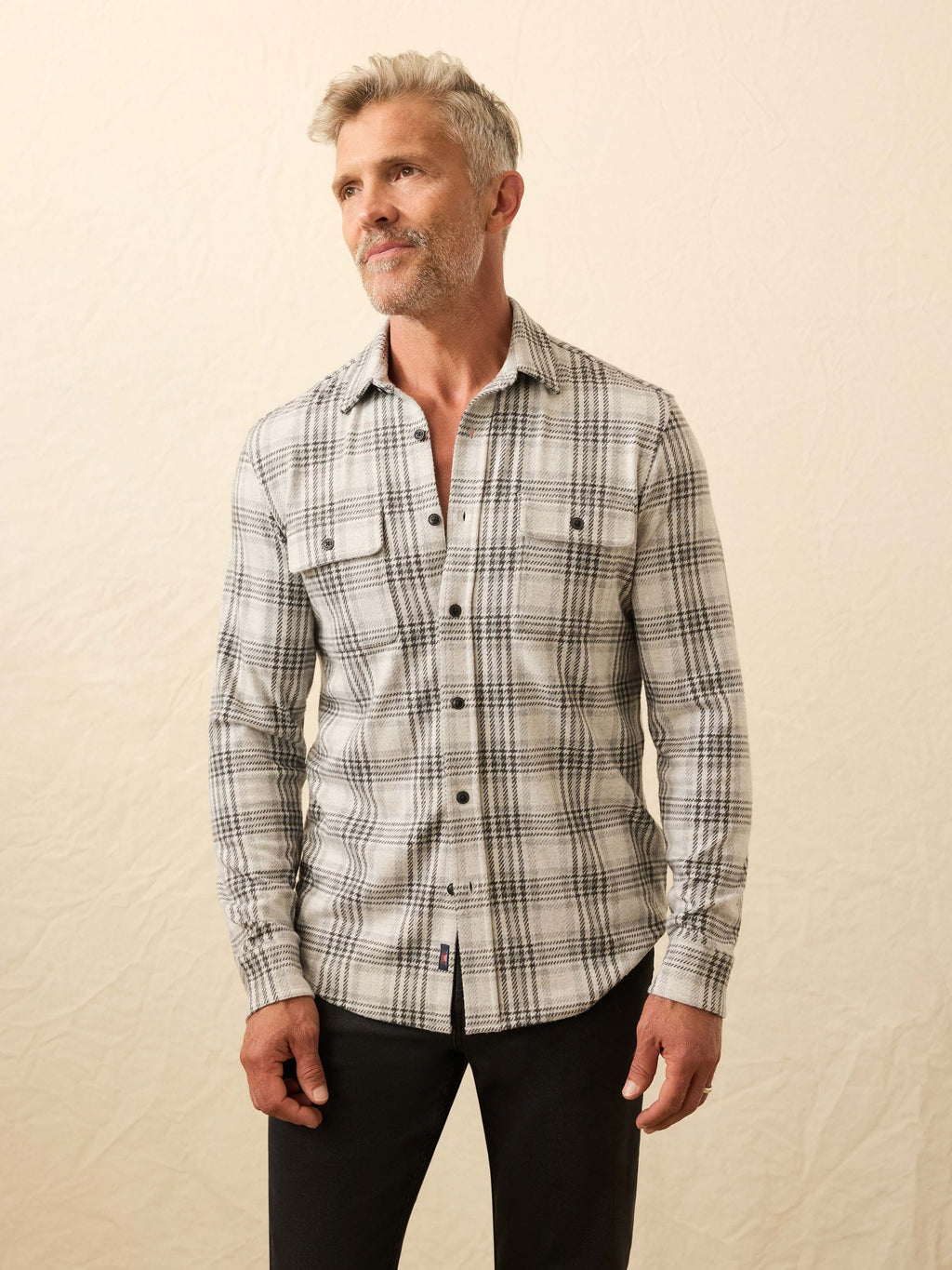 LegendTM Sweater Shirt - Charcoal Cream Plaid
