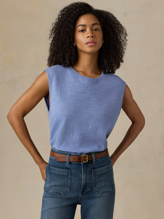 Sunwashed Slub Muscle Tank - Ocean Dusk
