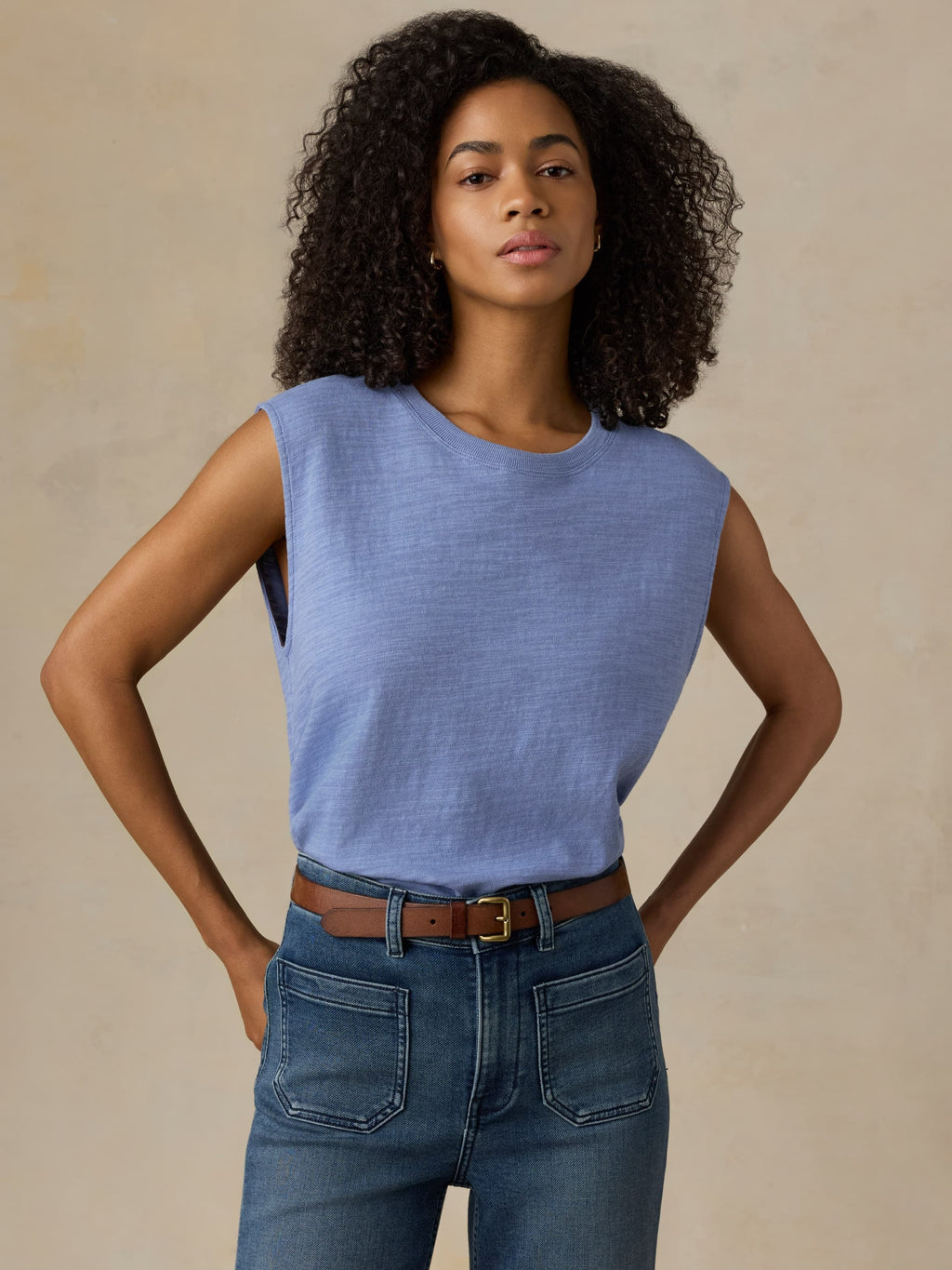 Sunwashed Slub Muscle Tank - Ocean Dusk