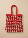 Sunwashed Macrame Tote - Poppy Red