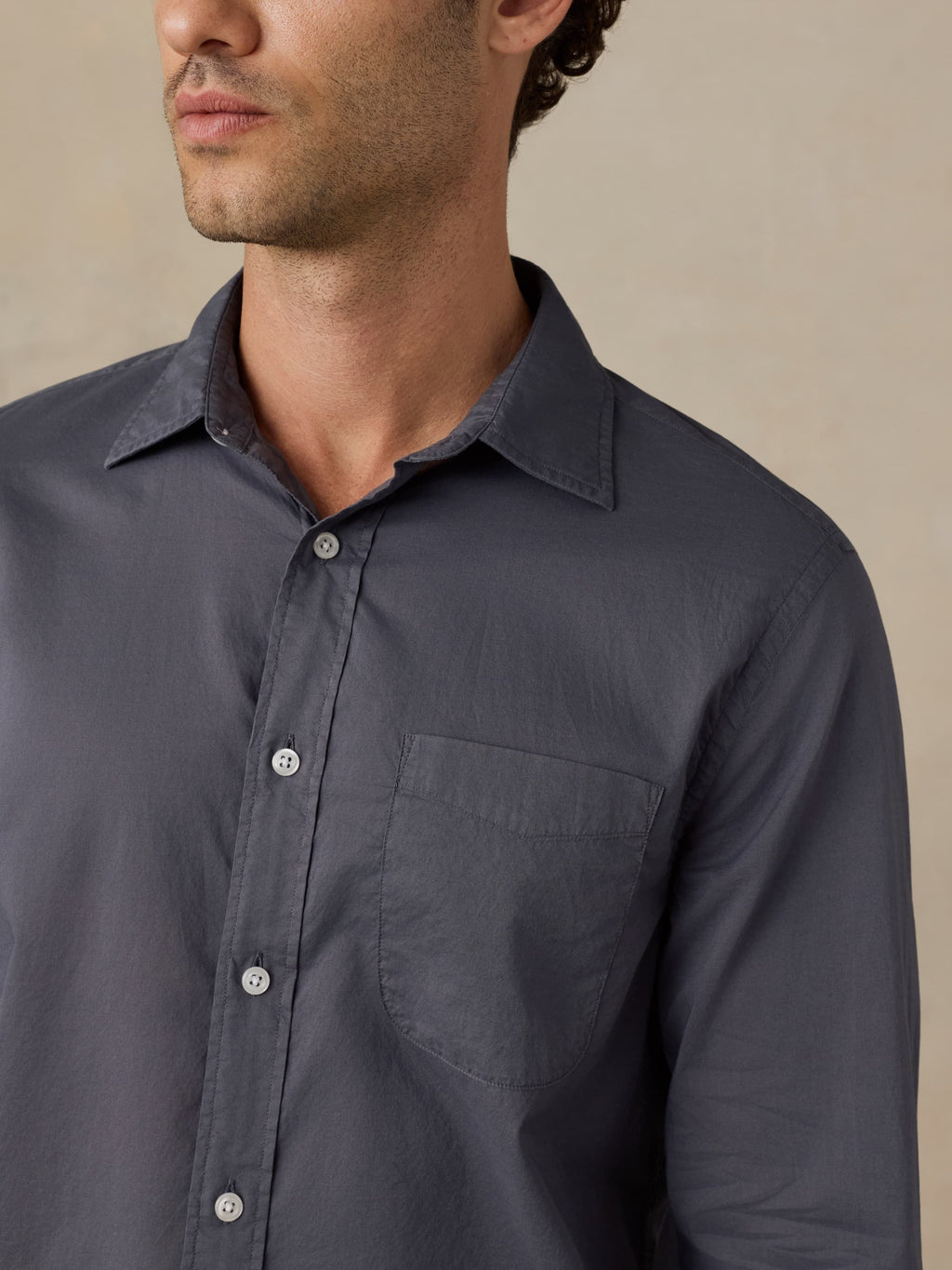 Long-Sleeve Weightless Cotton Shirt - Abyss Navy