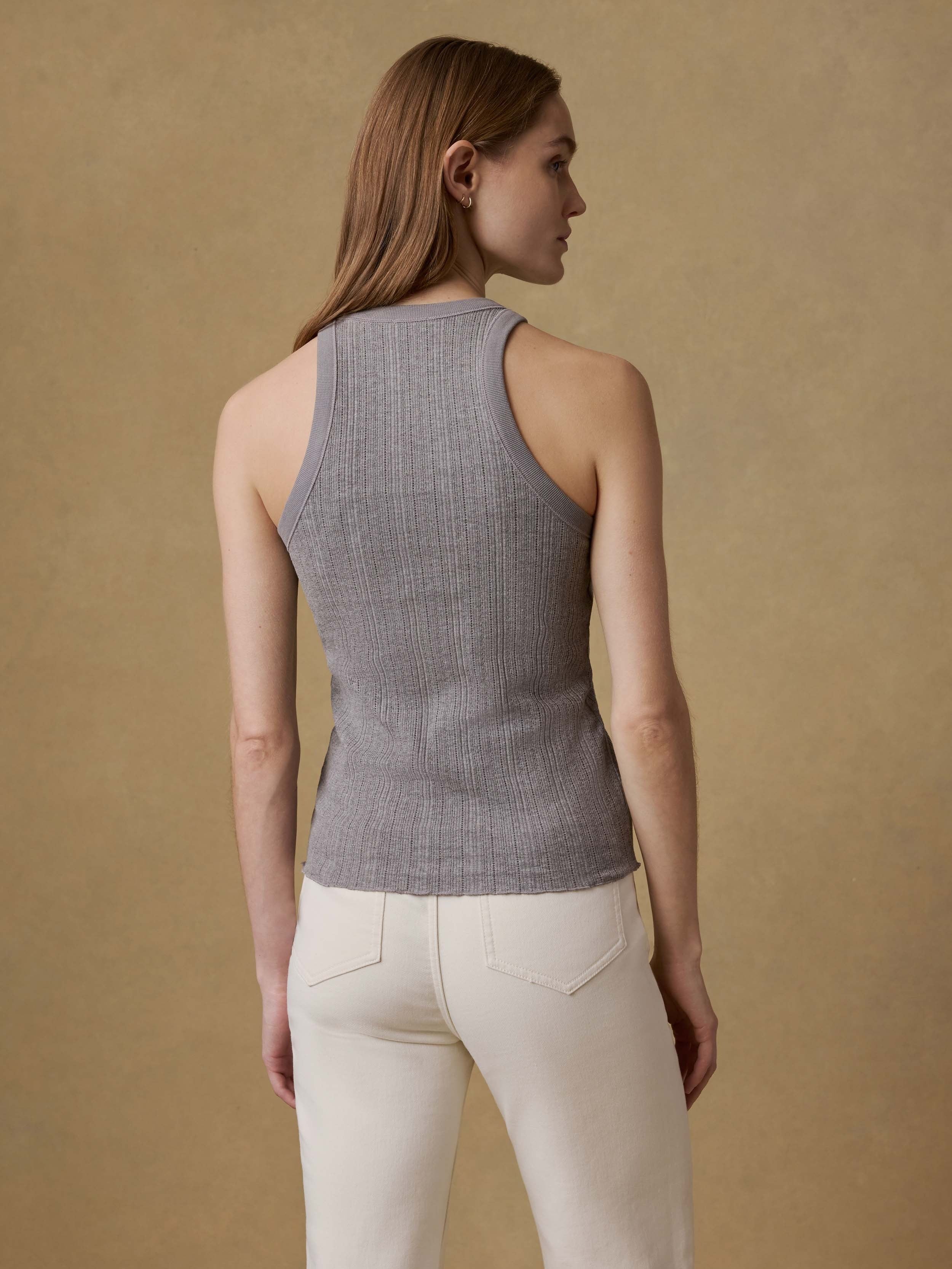 Paradise Pointelle Tank - Medium Grey Heather