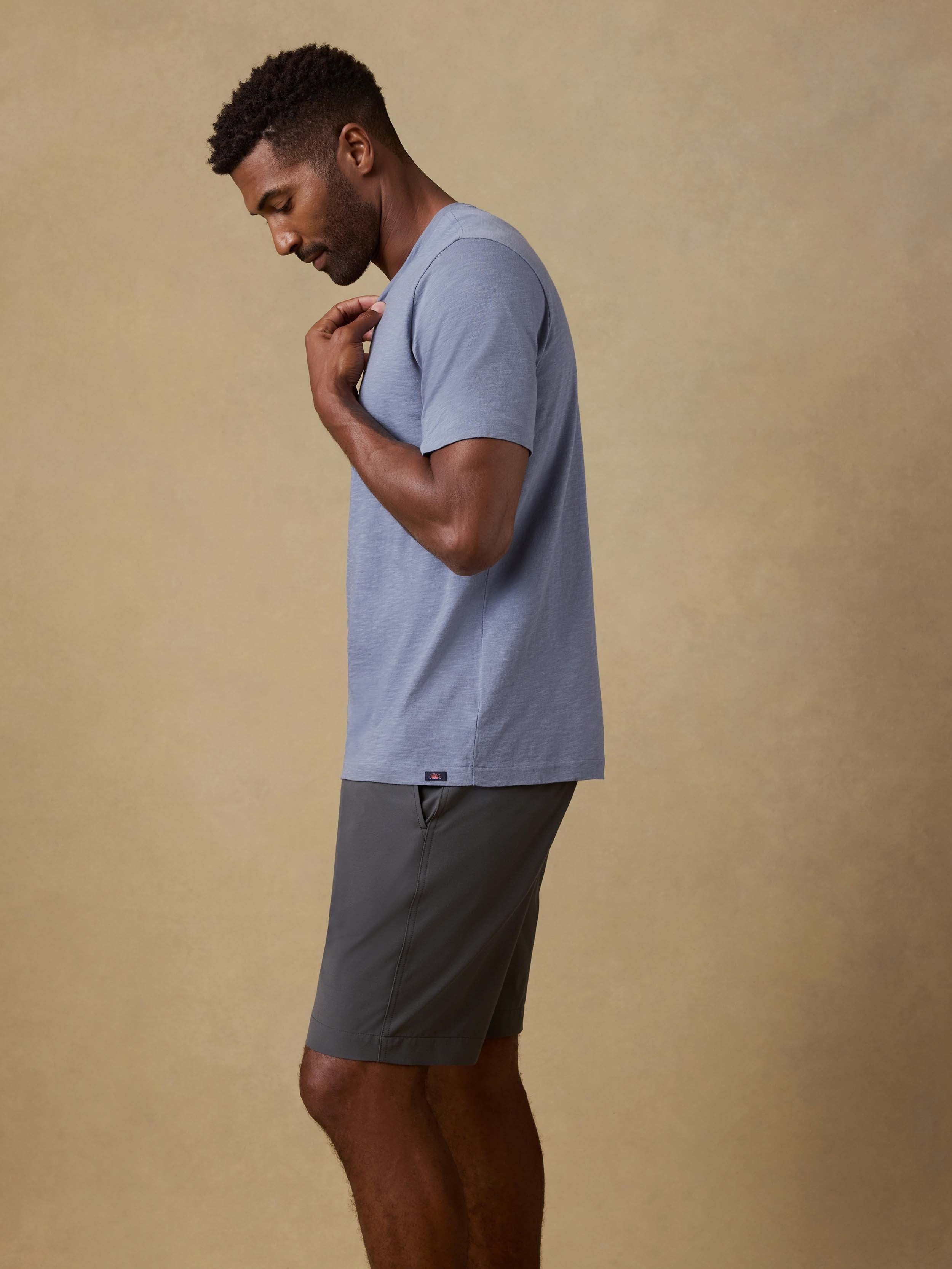 Short-Sleeve Sunwashed V-Neck Tee - Flint