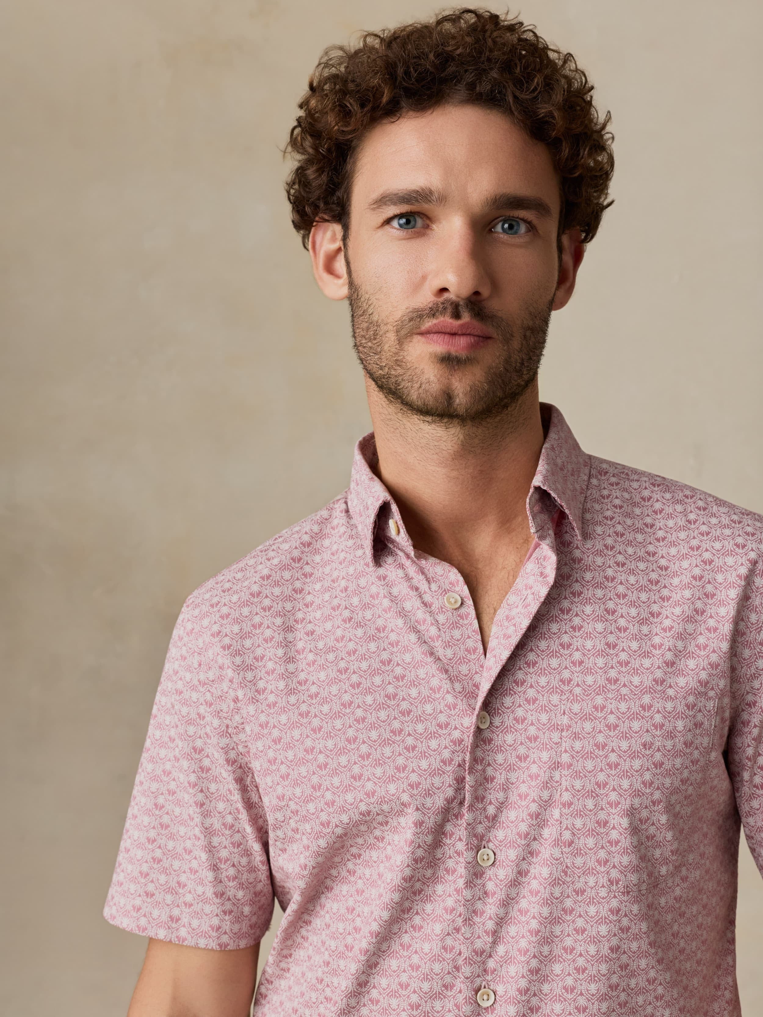 Short-Sleeve MovementTM Monterey Shirt - Rose Palm Mosaic