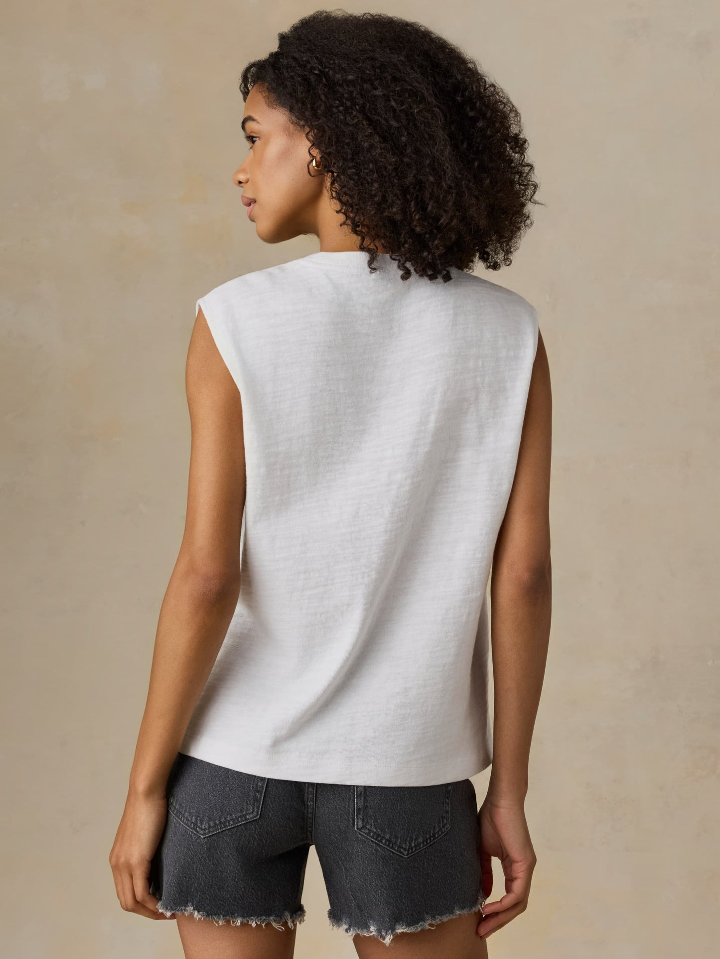 Sunwashed Slub Muscle Tank - White