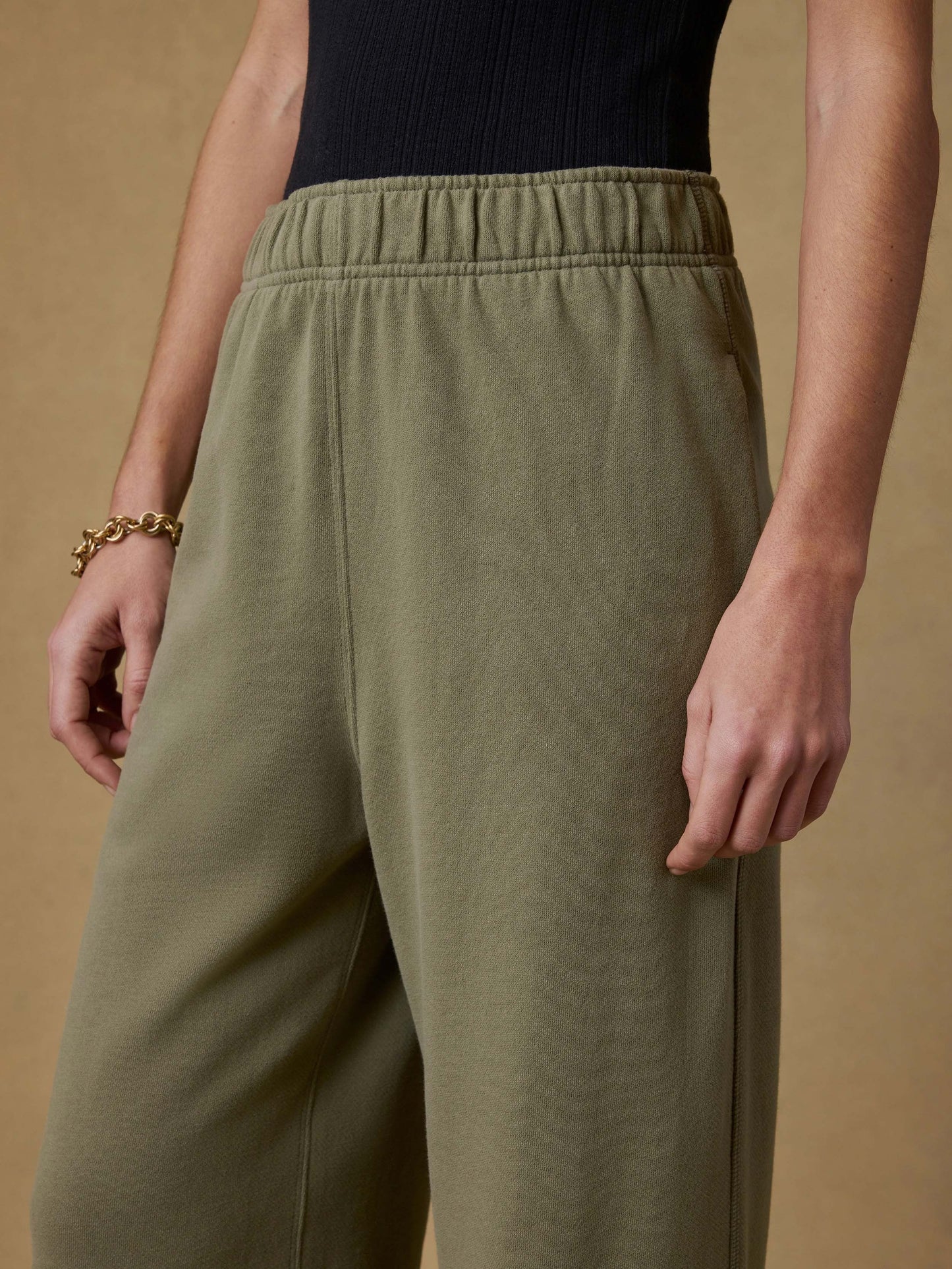High Standard Fleece Wide Leg Sweatpant - Island Olive