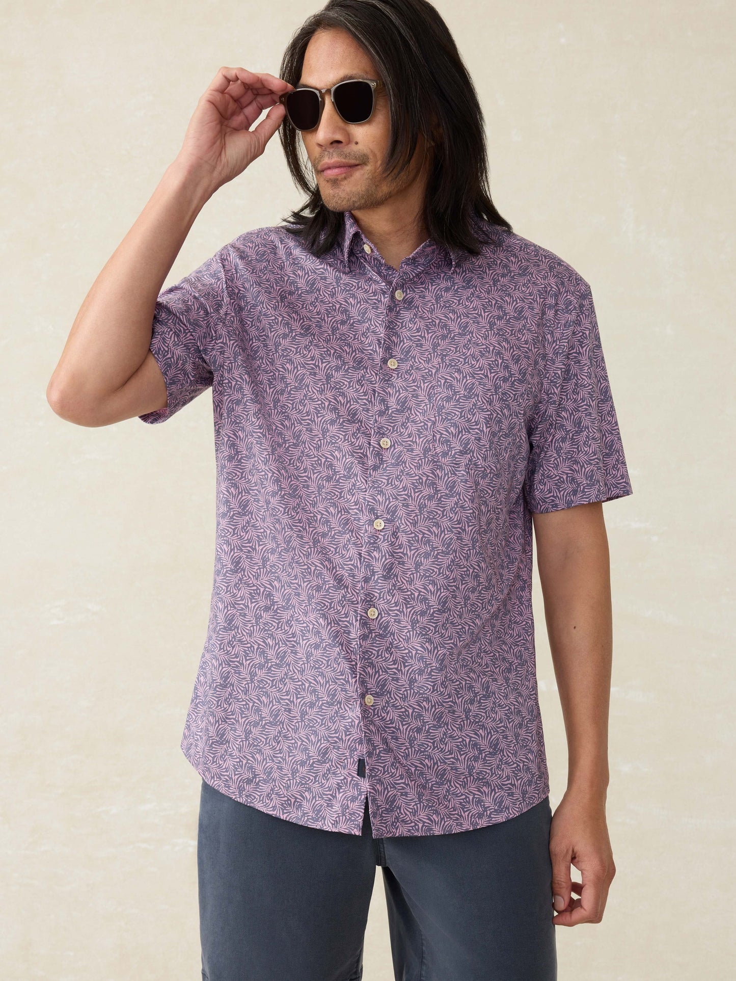Short-Sleeve MovementTM Monterey Shirt - Lavender Sky Canopy