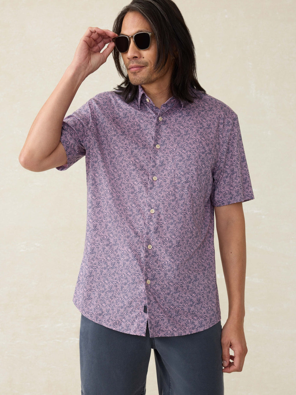 Short-Sleeve MovementTM Monterey Shirt - Lavender Sky Canopy