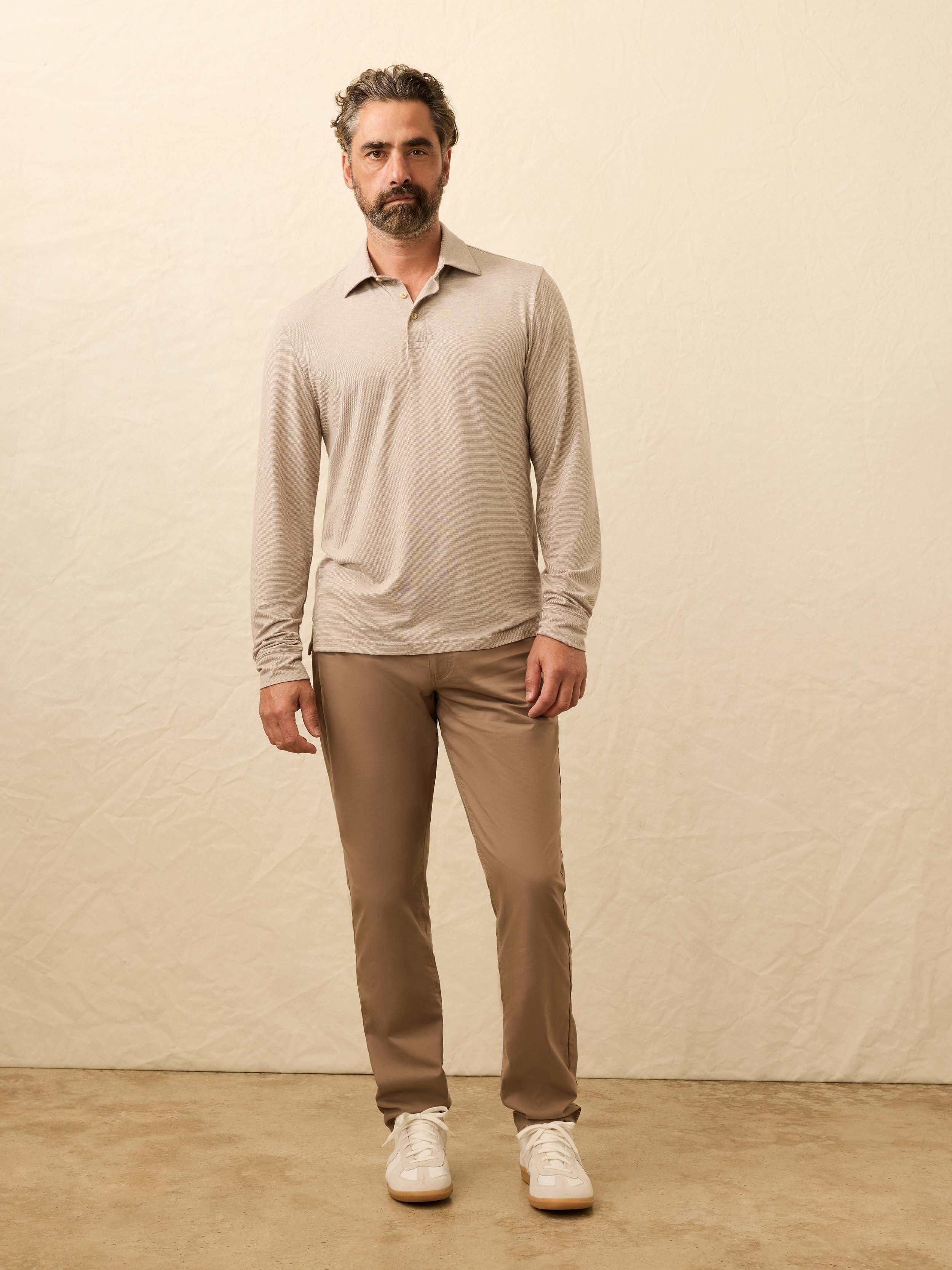 Long-Sleeve MovementTM Polo - Mountain Bark Feeder