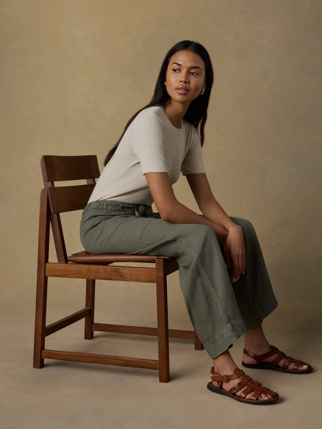 Topanga Drape Ankle Pant - Thyme