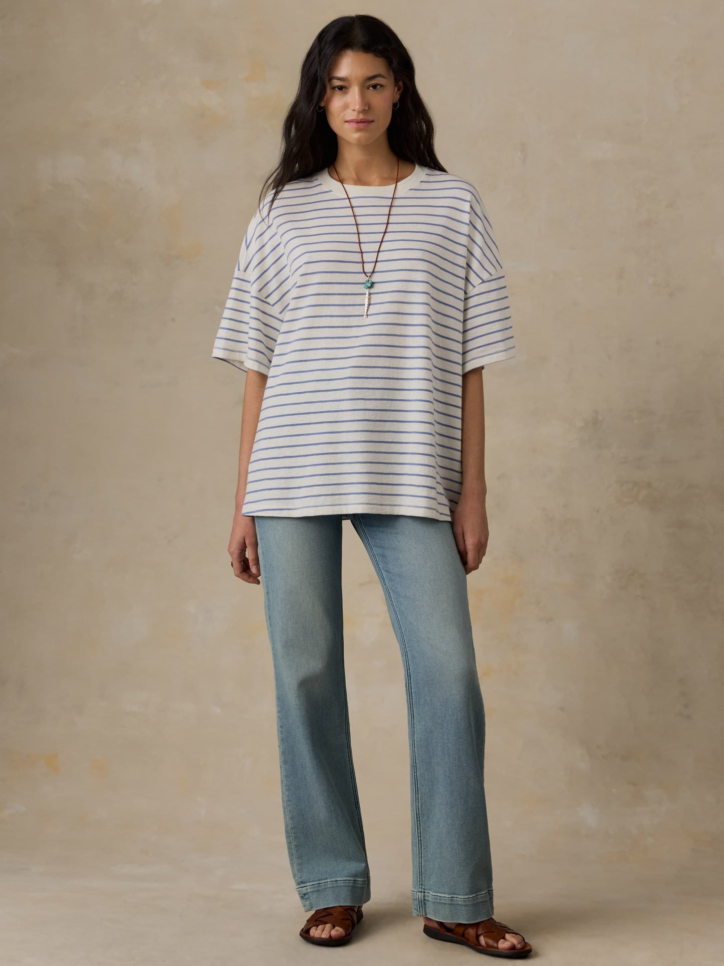 Sunwashed Boyfriend Tee - Ocean Dusk Stripe