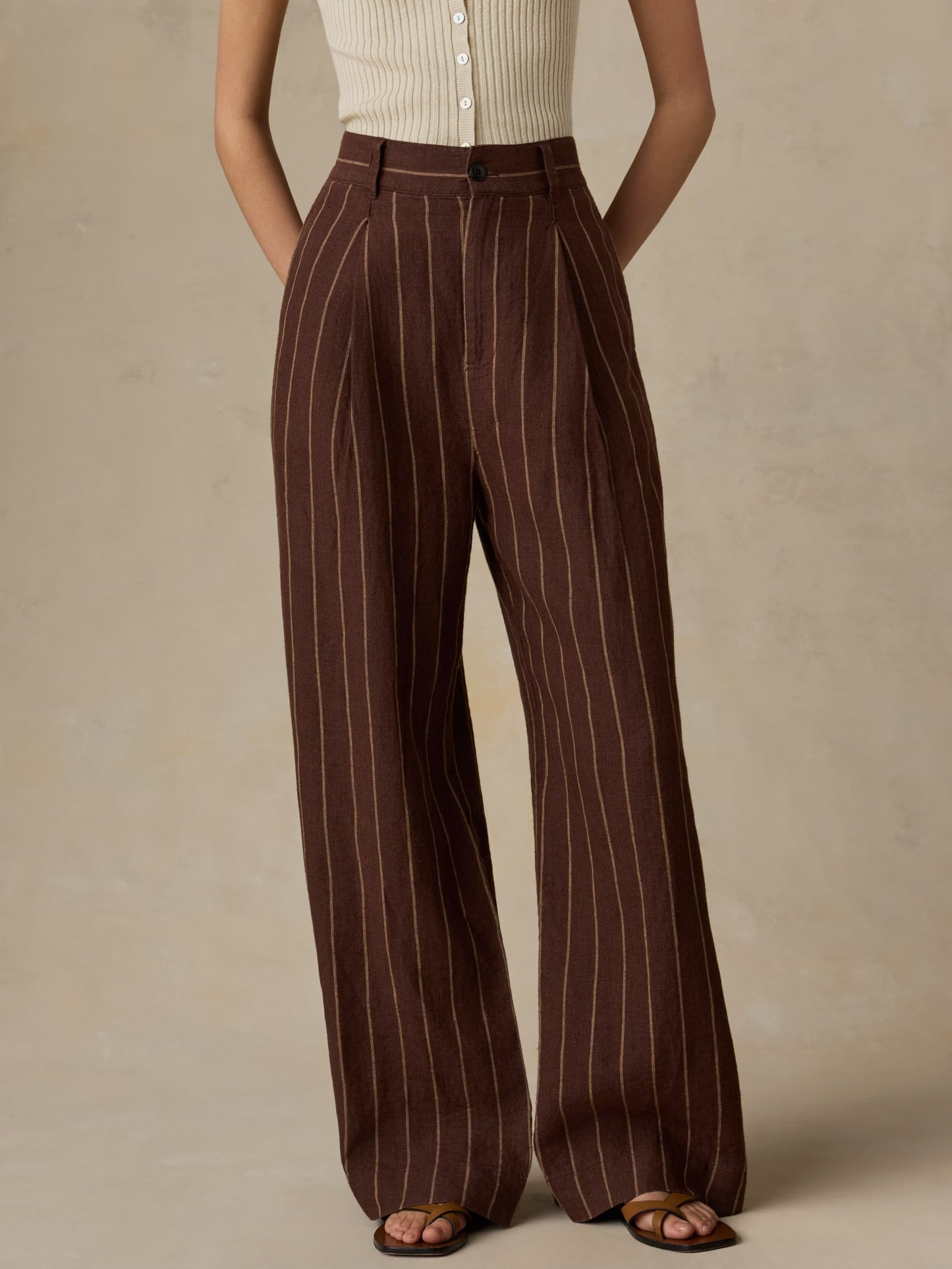 Sun Strider Linen Pleated Pant - Harbor Line Stripe