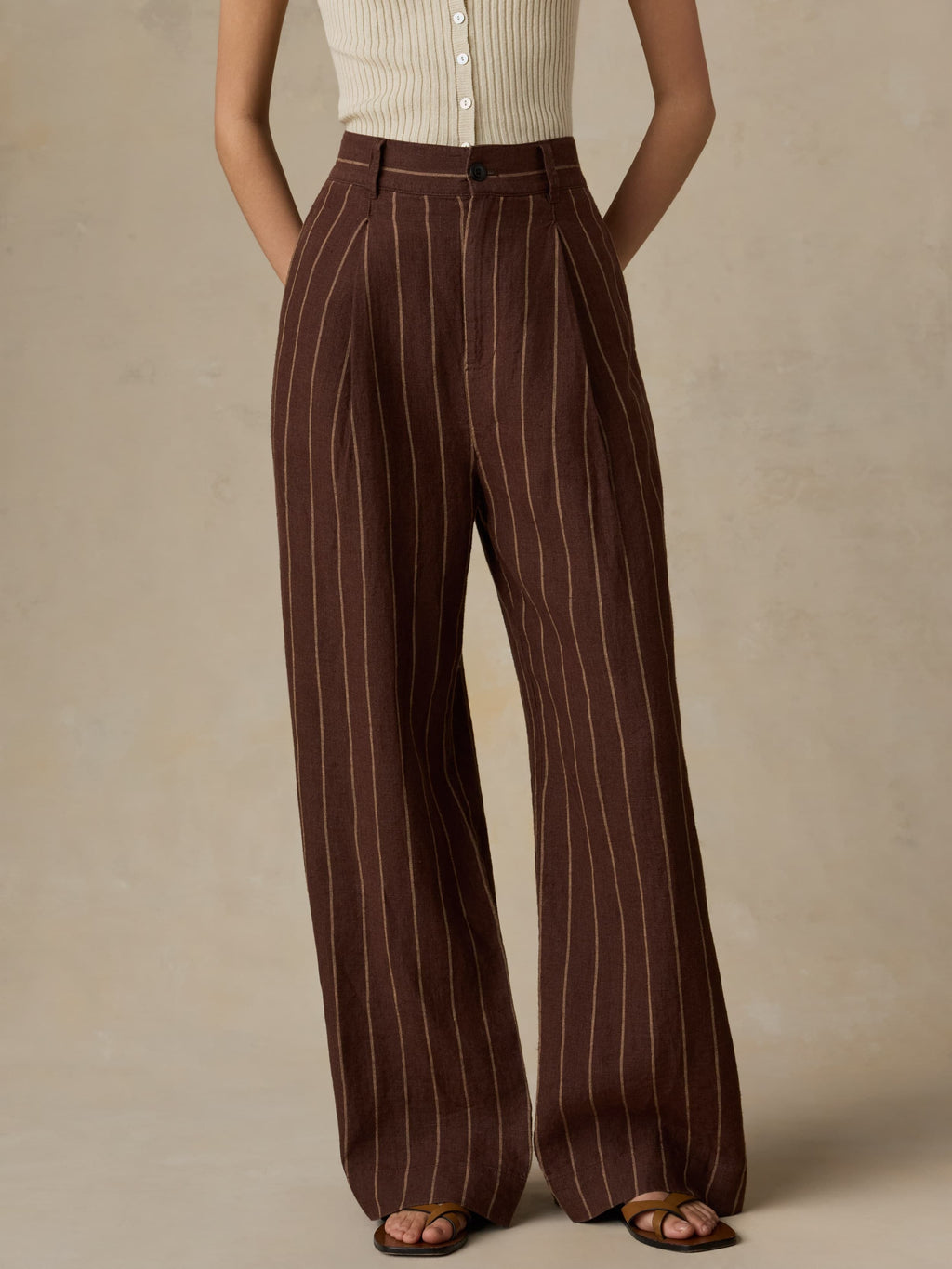 Sun Strider Linen Pleated Pant - Harbor Line Stripe