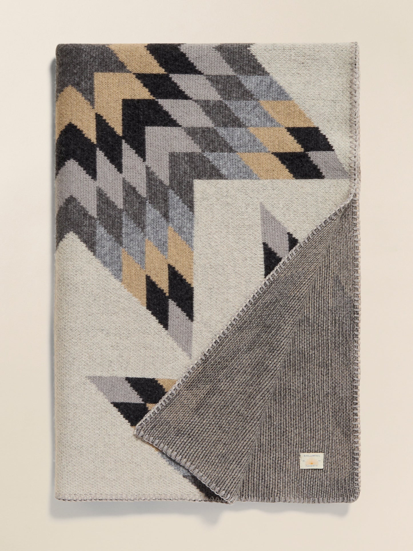 B. Yellowtail Star Patchwork Blanket - Grey Star Patchwork