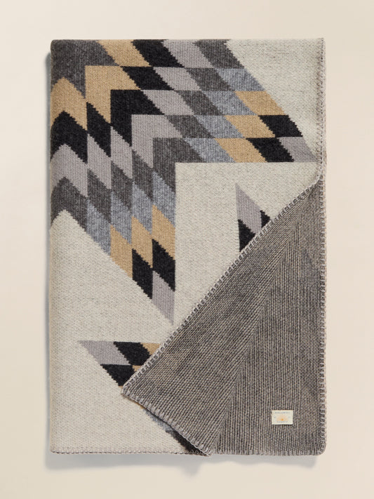 B. Yellowtail Star Patchwork Blanket - Grey Star Patchwork