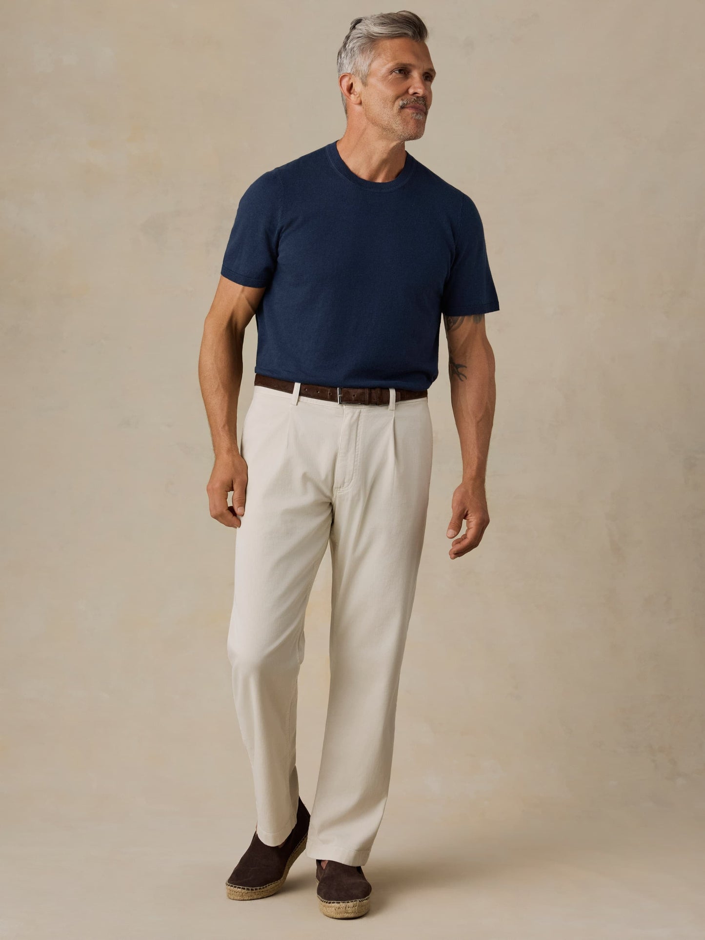 Short-Sleeve Sweater Tee - Deep Navy