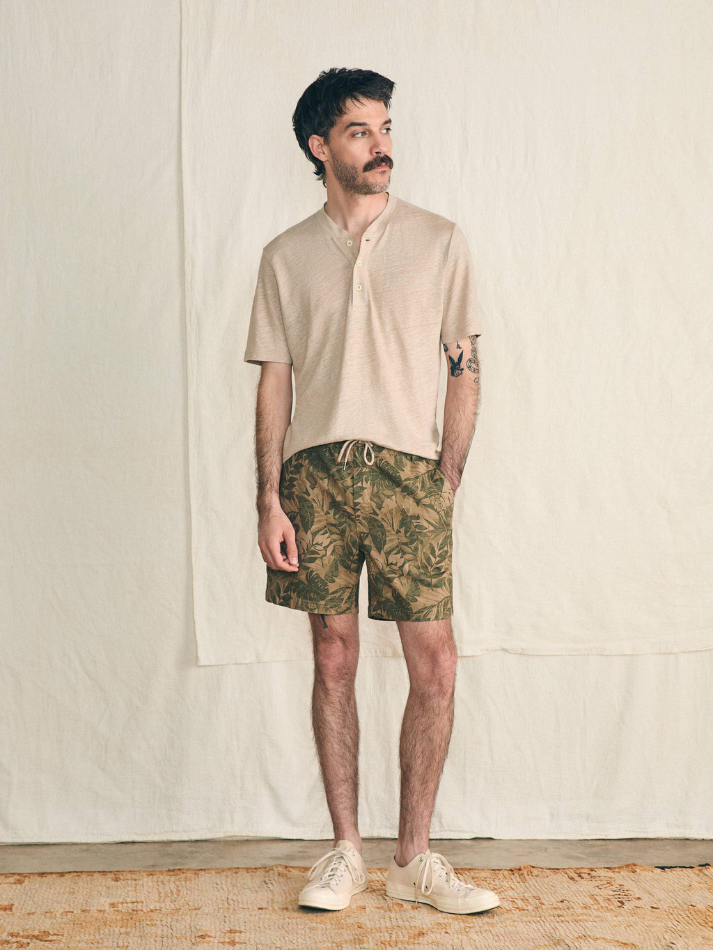 Essential Drawstring Short (6.5") - Olive Jungle Tropical