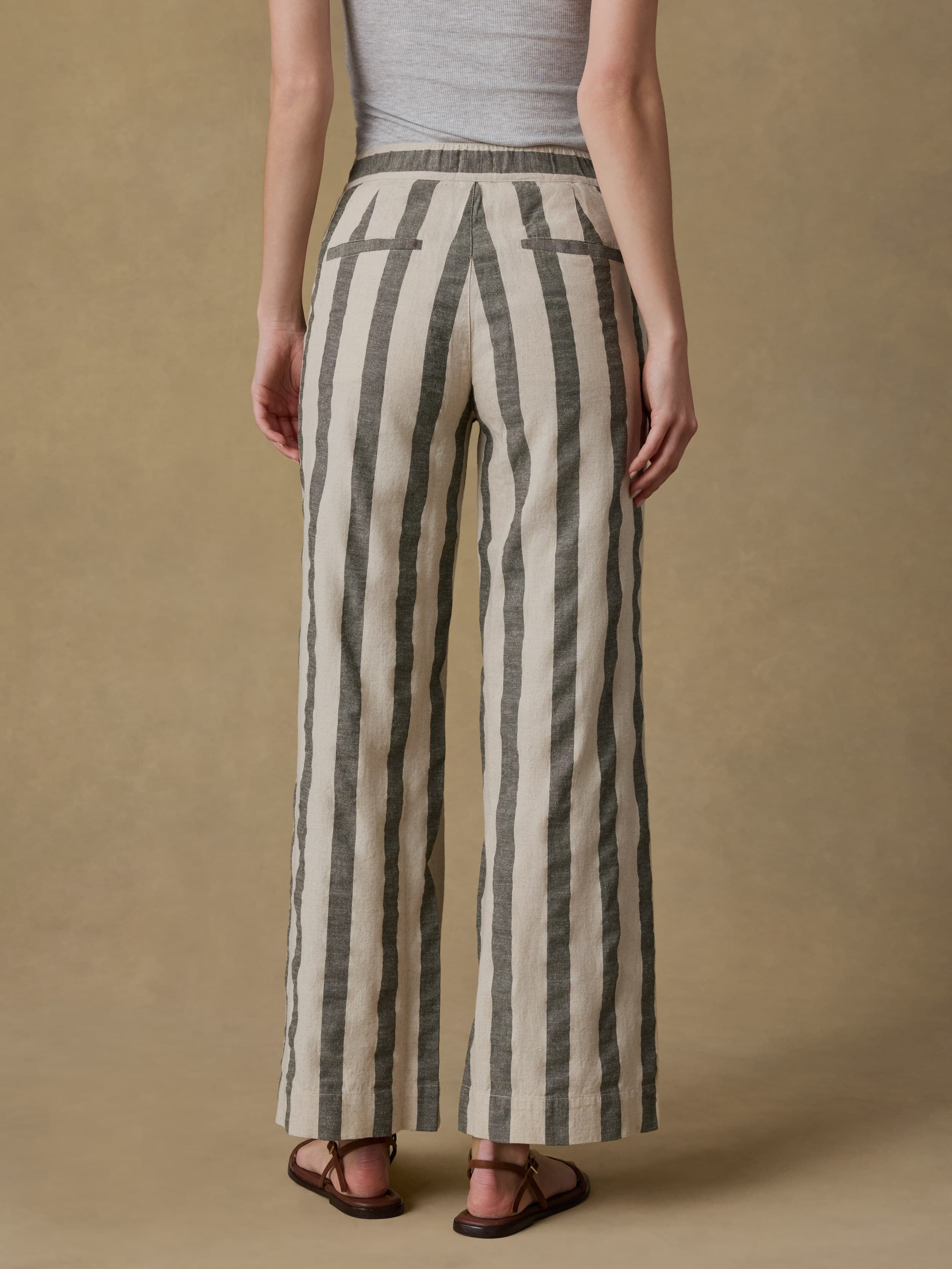 Sun Strider Cotton Linen Pant - Pine Bay Stripe