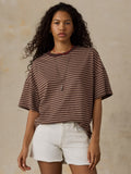 Sunwashed Boyfriend Tee - Coffee Sand Stripe