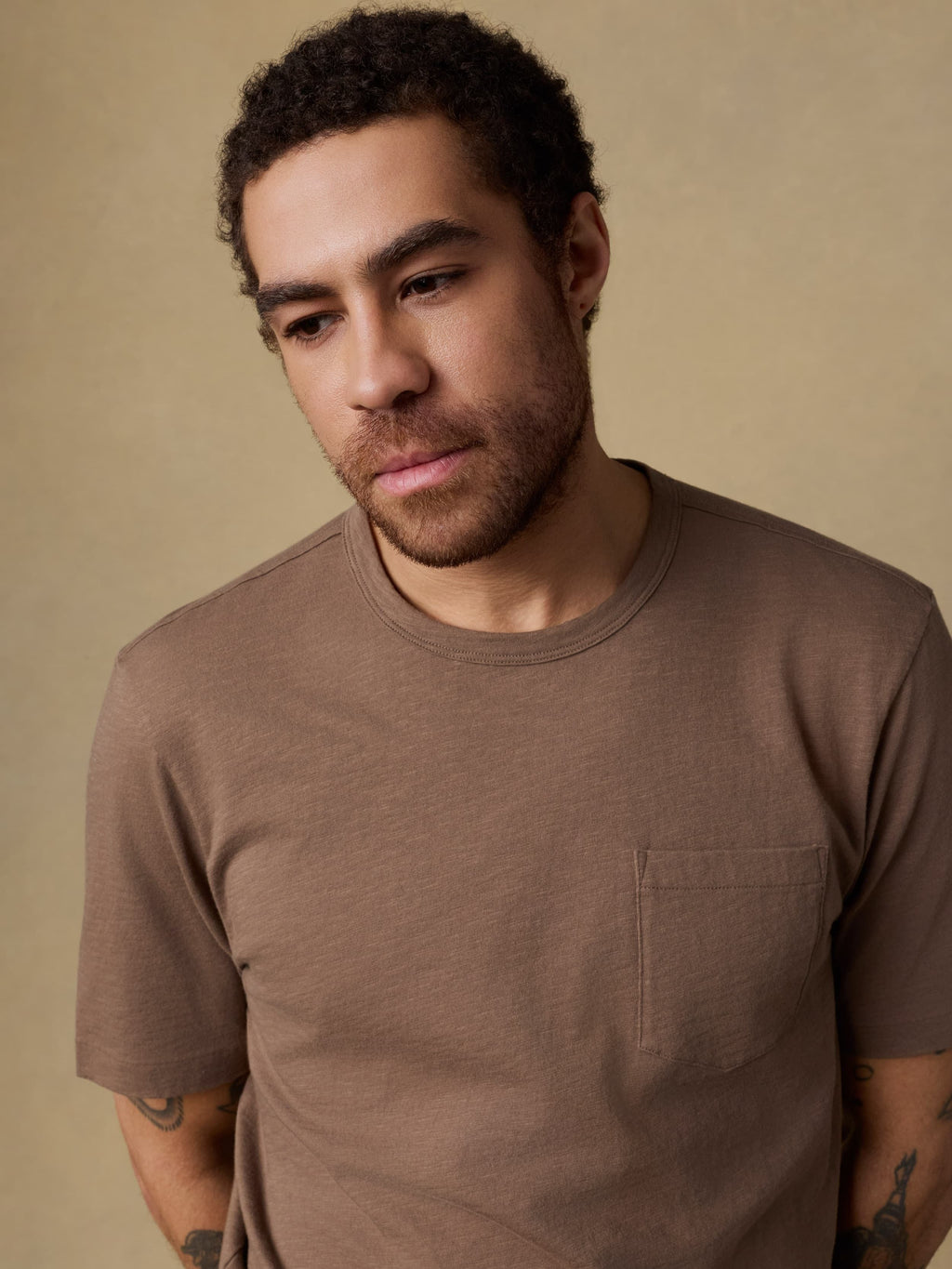 Sunwashed Regenerative Pocket Tee - Island Brown