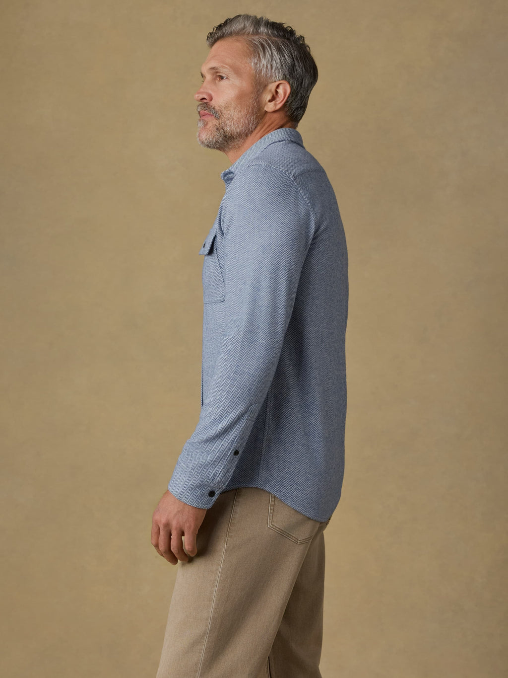 LegendTM Sweater Shirt - Dusty Blue Herringbone
