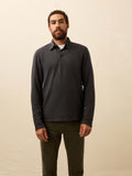 Long-Sleeve Twill Knit Polo - Washed Charcoal