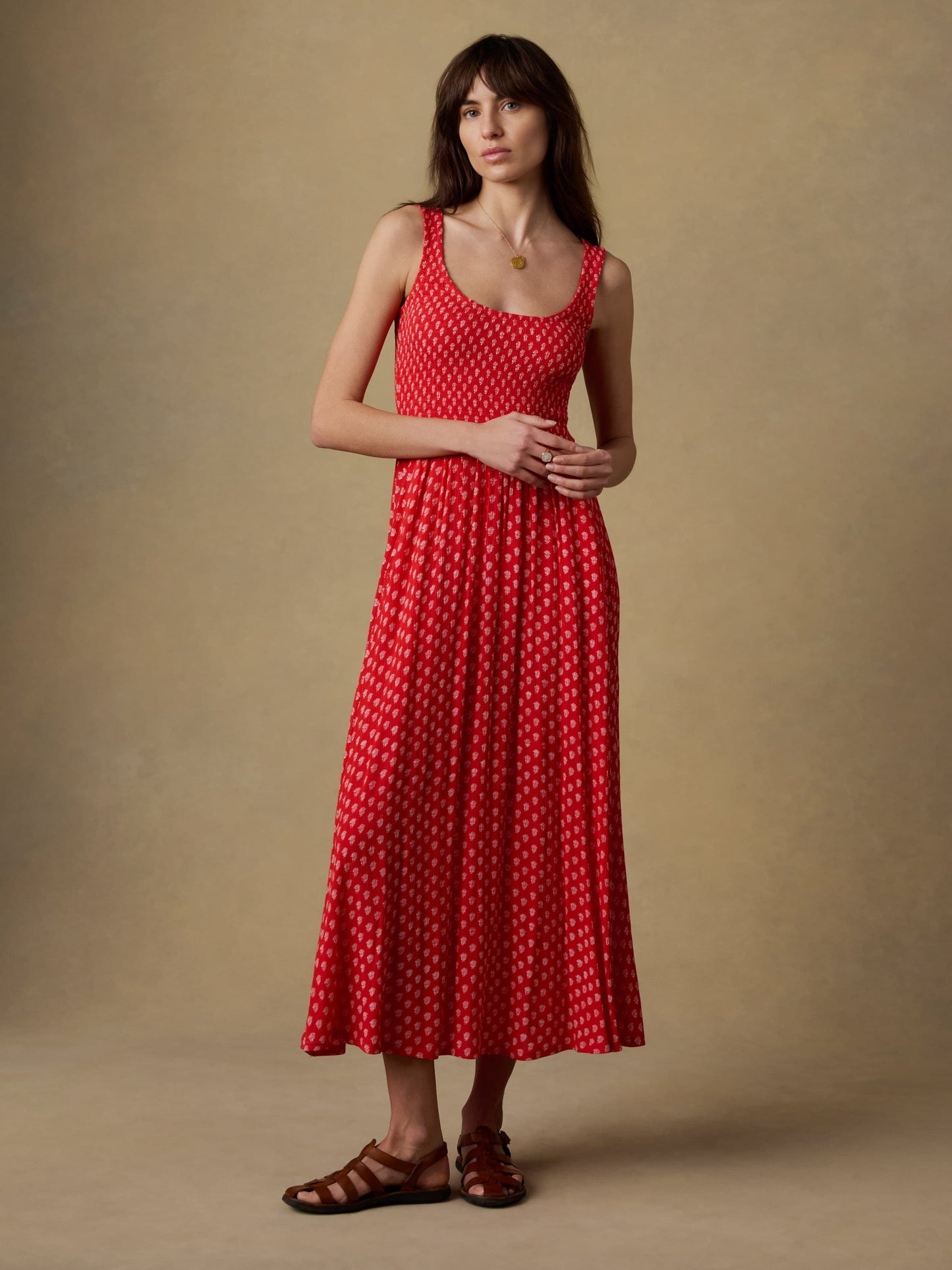 Sophia Smocked Dress - Red Lotus Floral
