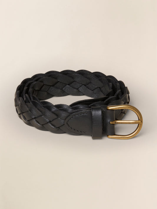 Downtown Braided Leather Belt - Black