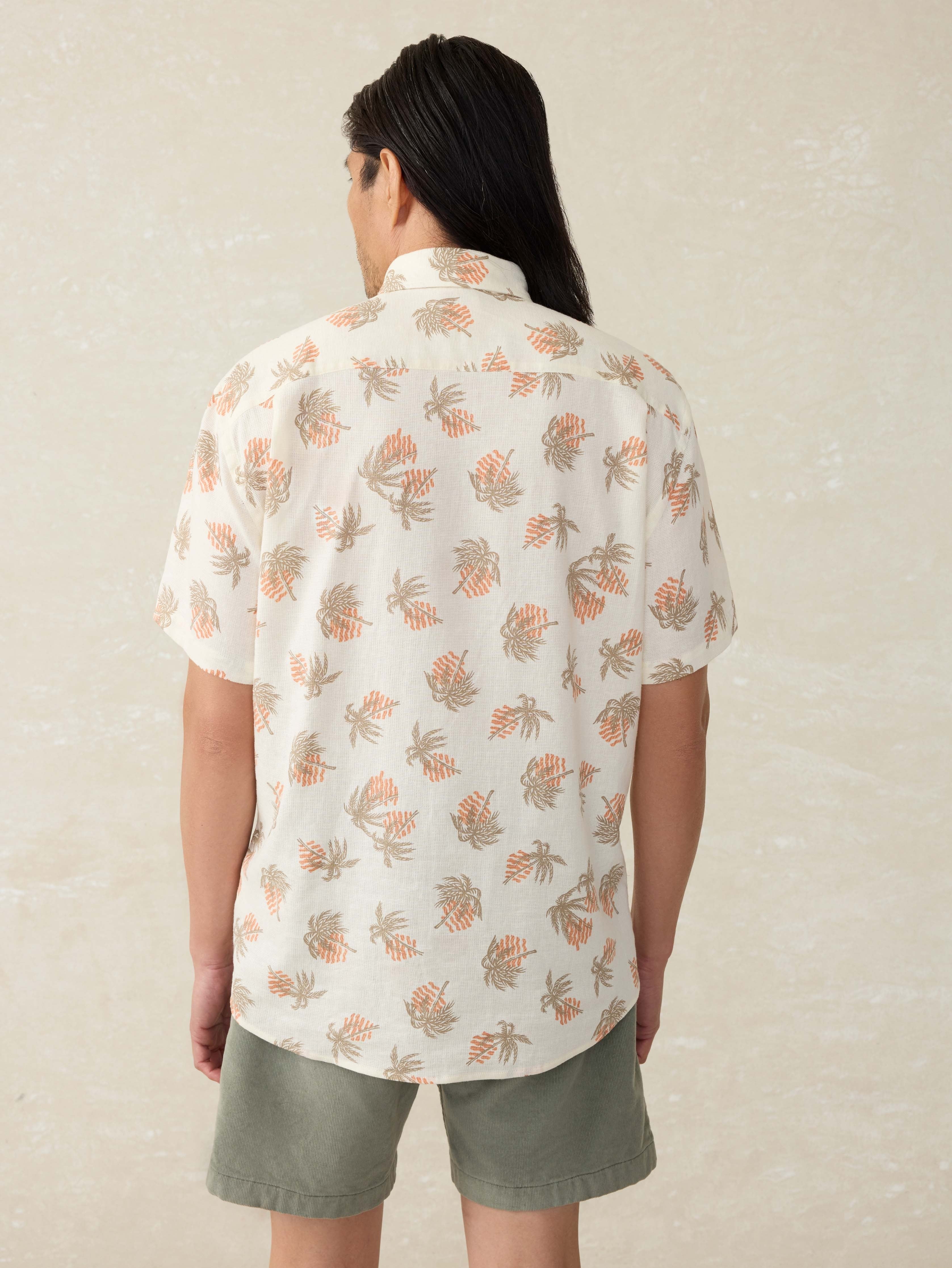 Short-Sleeve Breeze Shirt (Tall) - Sunlit Palm and Waves