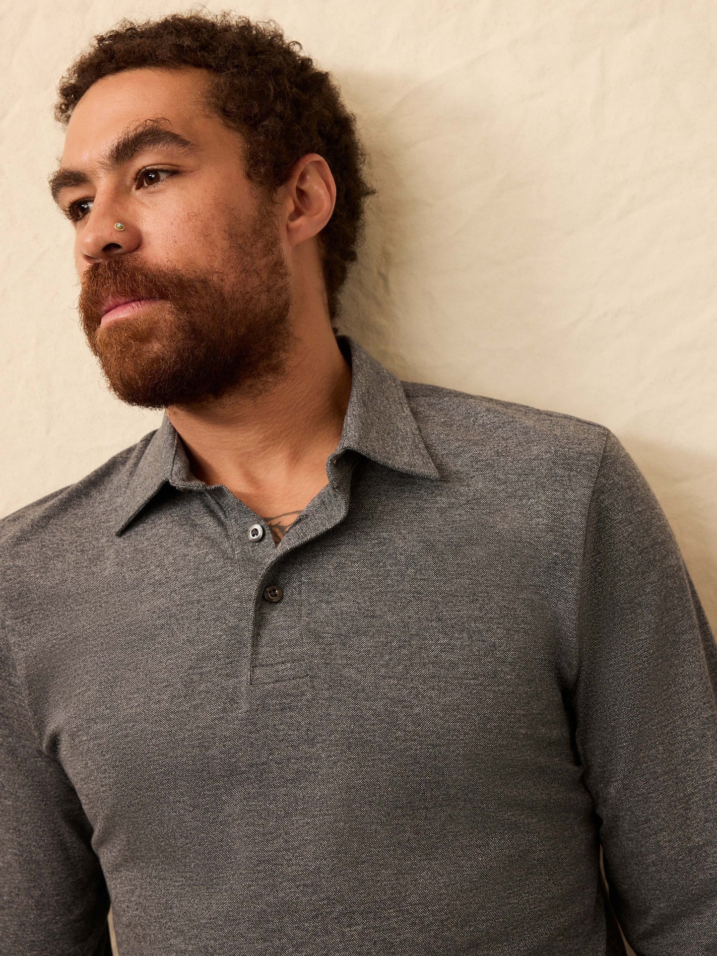 Long-Sleeve MovementTM Pique Polo - Dusty Iron Heather