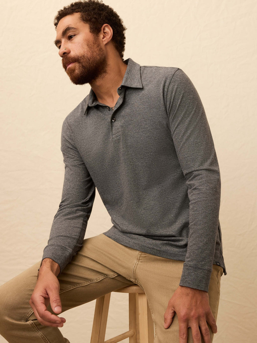 Long-Sleeve MovementTM Pique Polo - Dusty Iron Heather