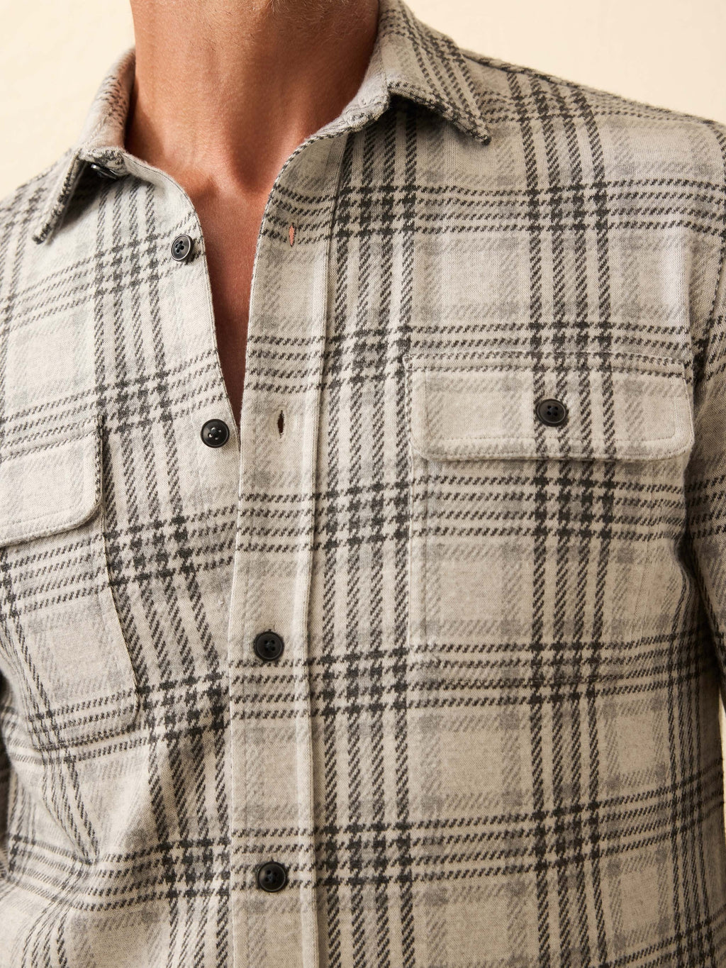 LegendTM Sweater Shirt - Charcoal Cream Plaid