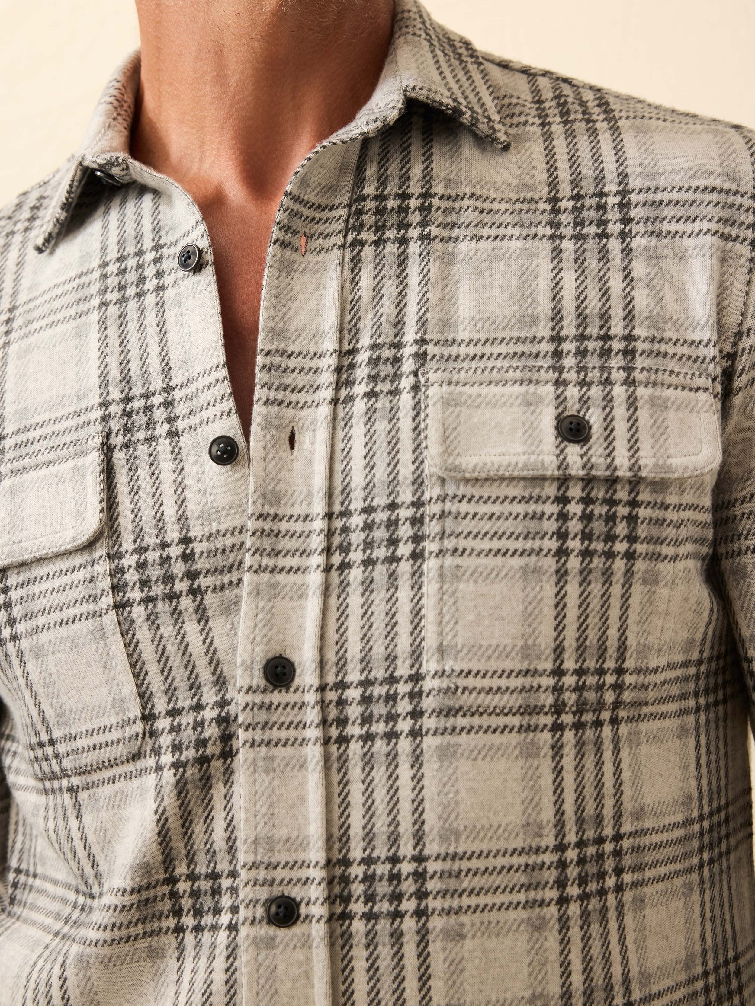 LegendTM Sweater Shirt - Charcoal Cream Plaid