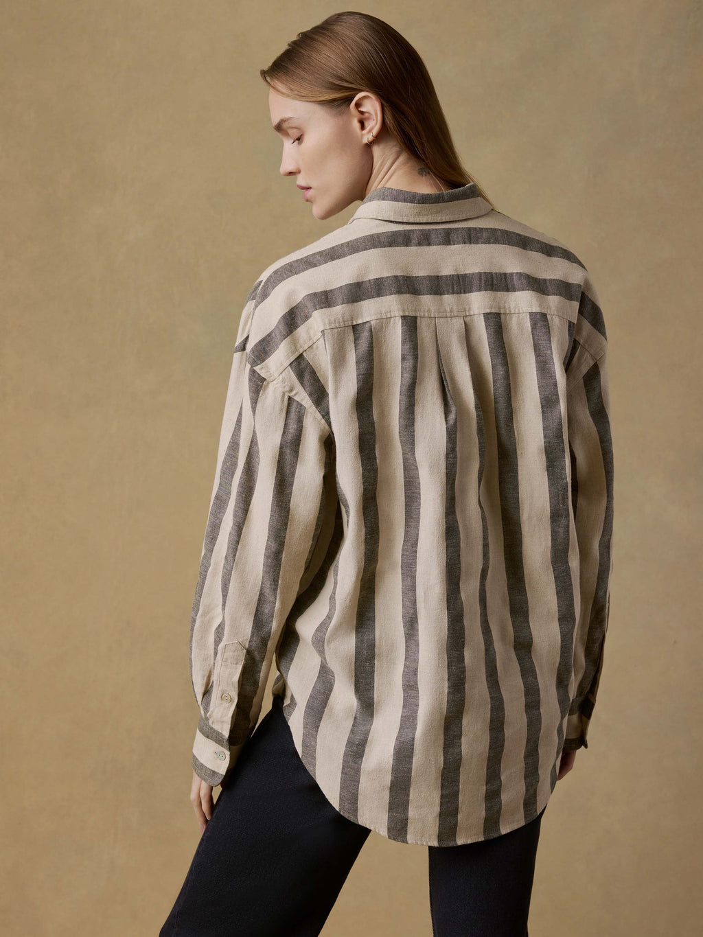 Cotton Linen Relaxed Shirt - Pine Bay Stripe