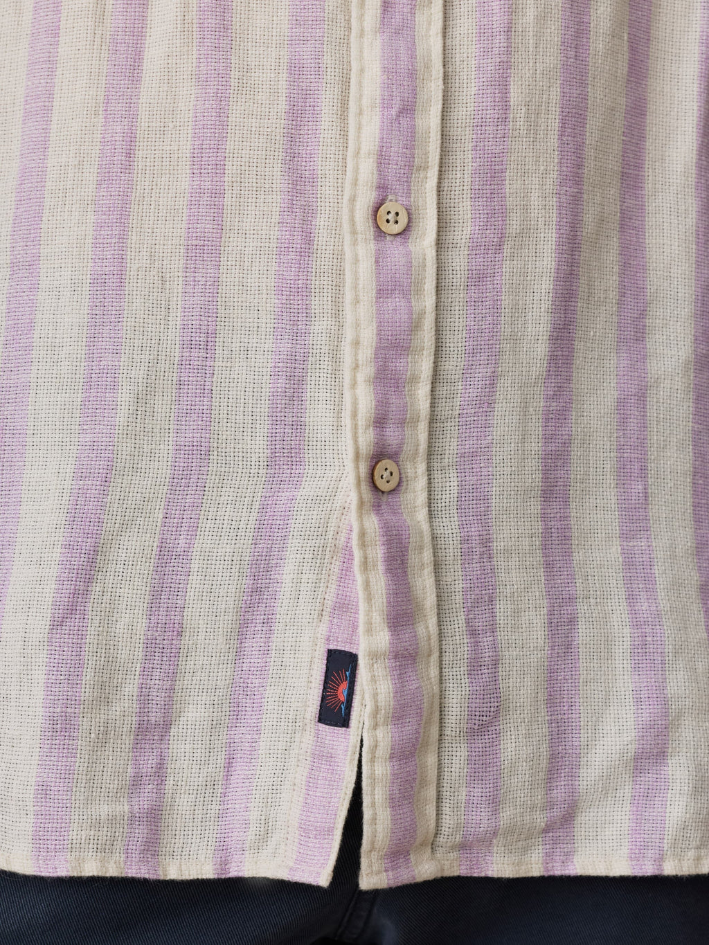 Short-Sleeve Palma Linen Shirt - Lilac Shell Stripe