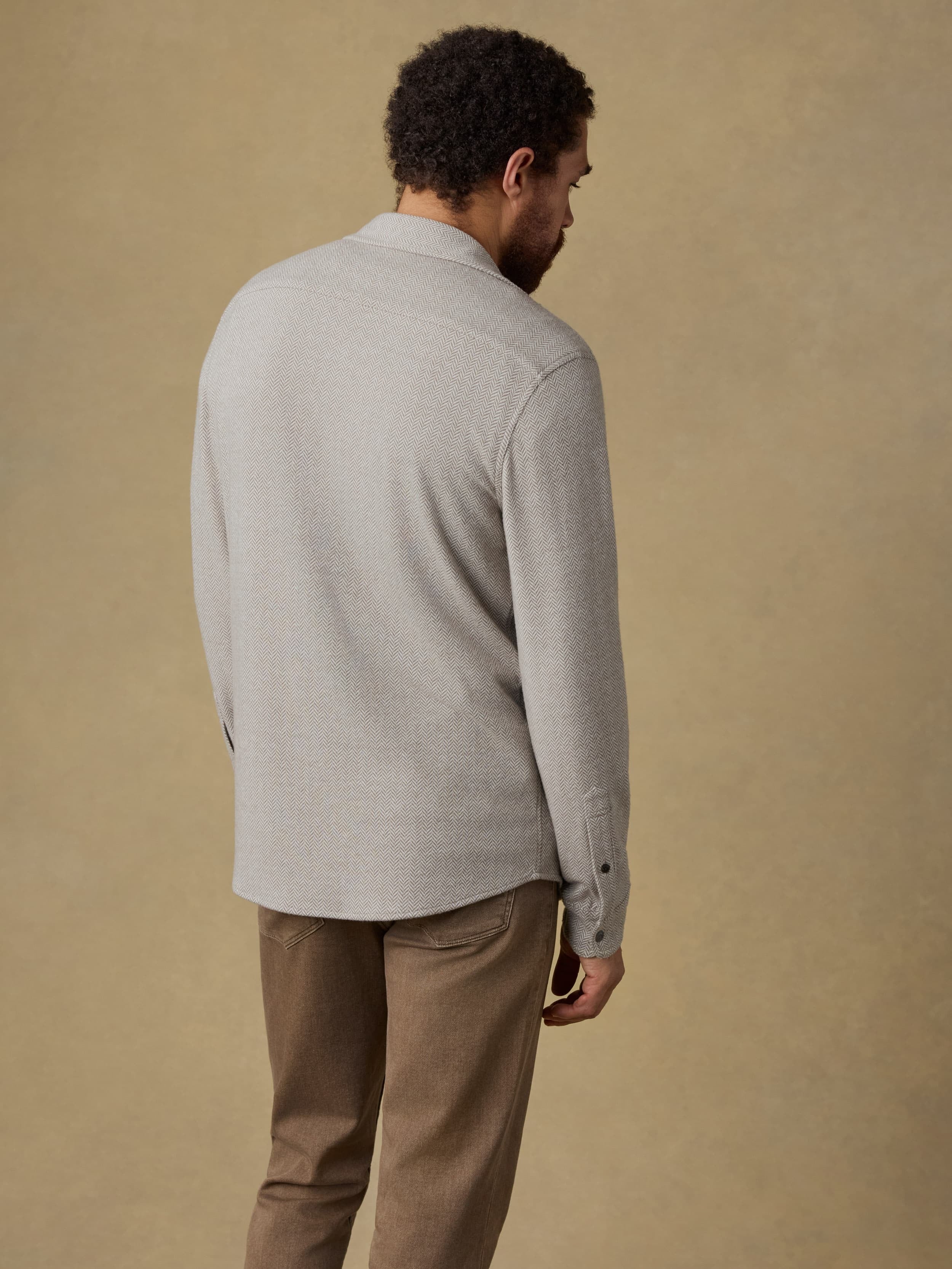 LegendTM Sweater Shirt - Khaki Cream Herringbone